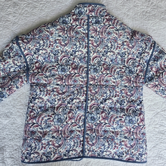 7 For All Mankind Quilted Floral Paisley Jacket White Blue Trim - Picture 9 of 16